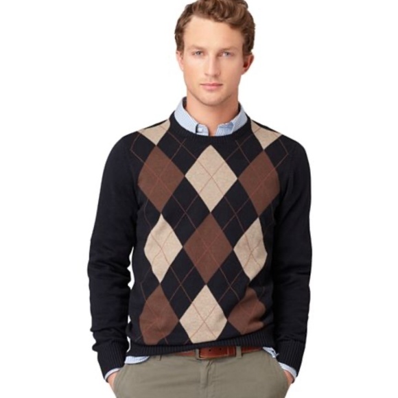 Hudson North Other - Hudson North Men/Unisex Knit Sweater Pima Cotton Argyle Navy/cream Old money S